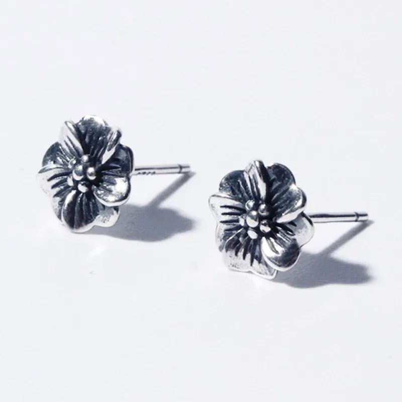 Vintage Silver Floral Earrings for Women