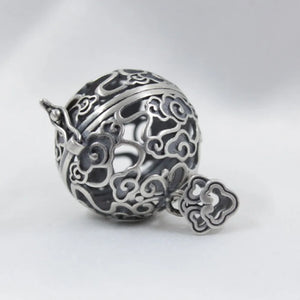 S925 Silver Woman Pendant Engraved Auspicious Clouds Vintage