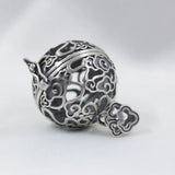 S925 Silver Woman Pendant Engraved Auspicious Clouds Vintage