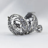 S925 Silver Woman Pendant Engraved Auspicious Clouds Vintage