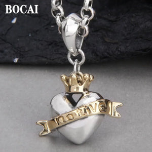 S925 Sterling Silver FashionLove Crown Pendant Gift