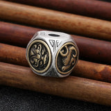 S925 Silver DIY Four Beast Spacer Beads Men's Bracelet Accessories