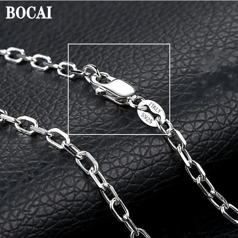 S925 Silver Couple Chain Necklace Stylish O-chain Man Woman Pendant