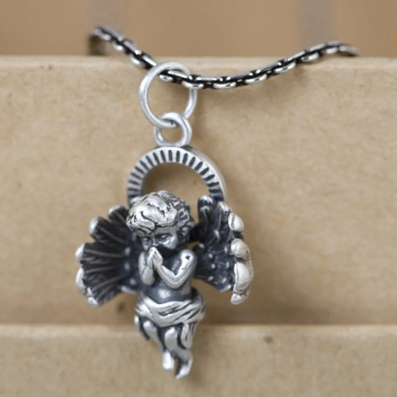 S925 Pure Silver Angel Woman Pendant Artistic Temperament Jewelry