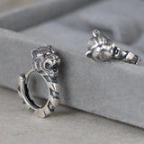 Real S925 Pure Silver Tiger Head Earrings