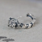 Real S925 Pure Silver Tiger Head Earrings