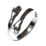 S925 Silver Woman Ring Hugging Hands Girlfriend Gift Solid 925 Silver