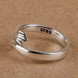 S925 Silver Woman Ring Hugging Hands Girlfriend Gift Solid 925 Silver