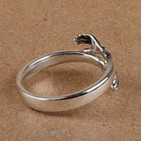 S925 Silver Woman Ring Hugging Hands Girlfriend Gift Solid 925 Silver
