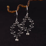 S925 Silver Retro Flower Bead Tassel Earrings