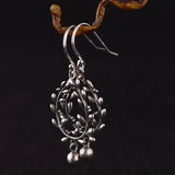 S925 Silver Retro Flower Bead Tassel Earrings