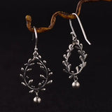 S925 Silver Retro Flower Bead Tassel Earrings