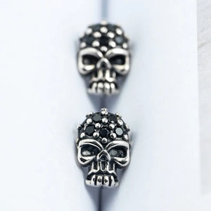 S925 Silver Skull Man Earrings Zircon Hip-Hop Jewelry