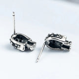 S925 Silver Skull Man Earrings Zircon Hip-Hop Jewelry