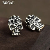 S925 Silver Skull Man Earrings Zircon Hip-Hop Jewelry