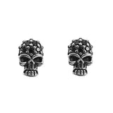 S925 Silver Skull Man Earrings Zircon Hip-Hop Jewelry