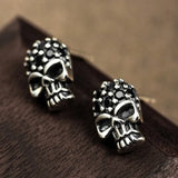 S925 Silver Skull Man Earrings Zircon Hip-Hop Jewelry
