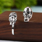 Real S925 Silver Skull Earrings Circle Punk Jewelry