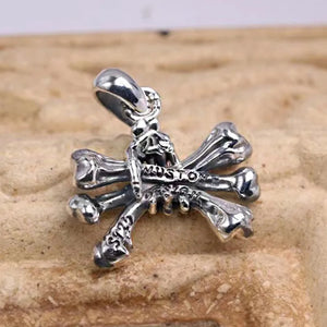S925 Silver Necklace Ghost Hand Skull Pendant Men Women