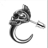 S925 Silver Skull Hook Men's Earrings