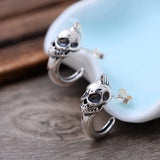 S925 Silver Skull Hook Men's Earrings