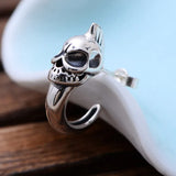 S925 Silver Skull Hook Men's Earrings