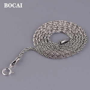 Silver Woman Necklace Retro Hemp Rope Water Ripple Sweater Chain