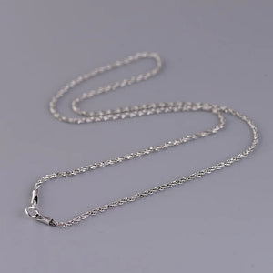 Silver Woman Necklace Retro Hemp Rope Water Ripple Sweater Chain