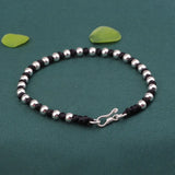S925 Sterling Silver Couple Bracelet 4mm Bead DIY Hand-Woven Jewelry