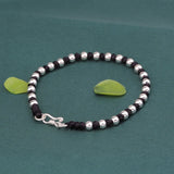 S925 Sterling Silver Couple Bracelet 4mm Bead DIY Hand-Woven Jewelry
