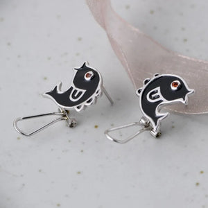 S925 Silver Women's Retro Drip Fish Earrings