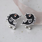 S925 Silver Women's Retro Drip Fish Earrings