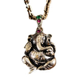 Solid s925 Silver Elephant Trunk Zircon Man Pendant