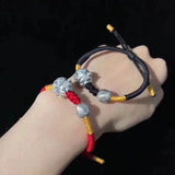 S999 Pure Silver 3D Piggy Hand Rope Bracelet, Couple Bracelet