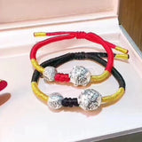 S999 Pure Silver 3D Piggy Hand Rope Bracelet, Couple Bracelet