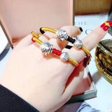 S999 Pure Silver 3D Piggy Hand Rope Bracelet, Couple Bracelet