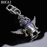 S925 Silver Crown Wings Robot Pendant Female
