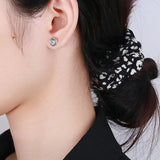 Sterling Silver Retro Clapping Gesture Circle Stud Earrings