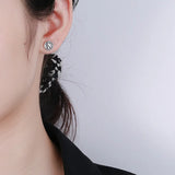 Sterling Silver Retro Clapping Gesture Circle Stud Earrings