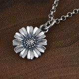 S990 Retro Sunflower Marcasite Pendant for Women