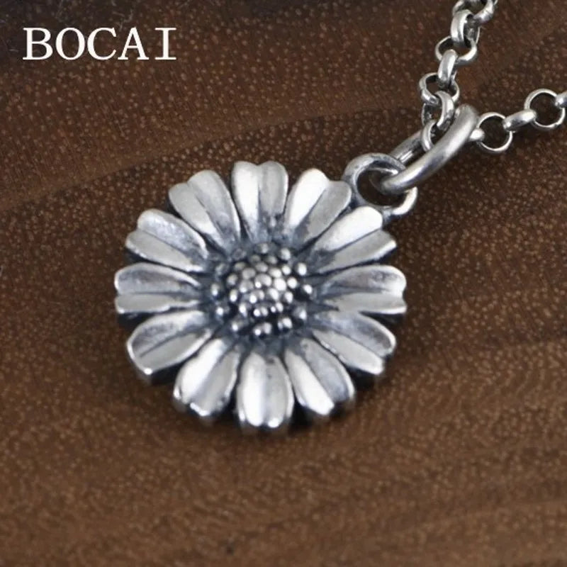 S990 Retro Sunflower Marcasite Pendant for Women
