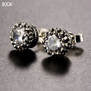 925 Sterling Silver Zircon Inlaid Men's & Women's Earrings