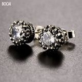 925 Sterling Silver Zircon Inlaid Men's & Women's Earrings