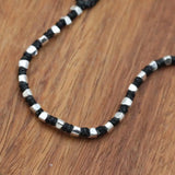S925 Silver Irregular Peas Bead Bracelet Wax Rope Braided