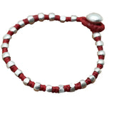 S925 Silver Irregular Peas Bead Bracelet Wax Rope Braided