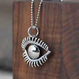 Solid S925 Silver Pendant, Retro Craftsmanship, Personalized Eye Accessories