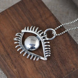 Solid S925 Silver Pendant, Retro Craftsmanship, Personalized Eye Accessories