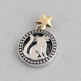 S925 Silver Retro Star Cat Necklace Pendant for Women