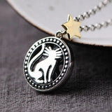S925 Silver Retro Star Cat Necklace Pendant for Women