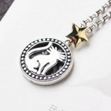 S925 Silver Retro Star Cat Necklace Pendant for Women